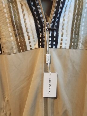 SILVERSILK Beige Zip-Up Jacket with Patterned Rib